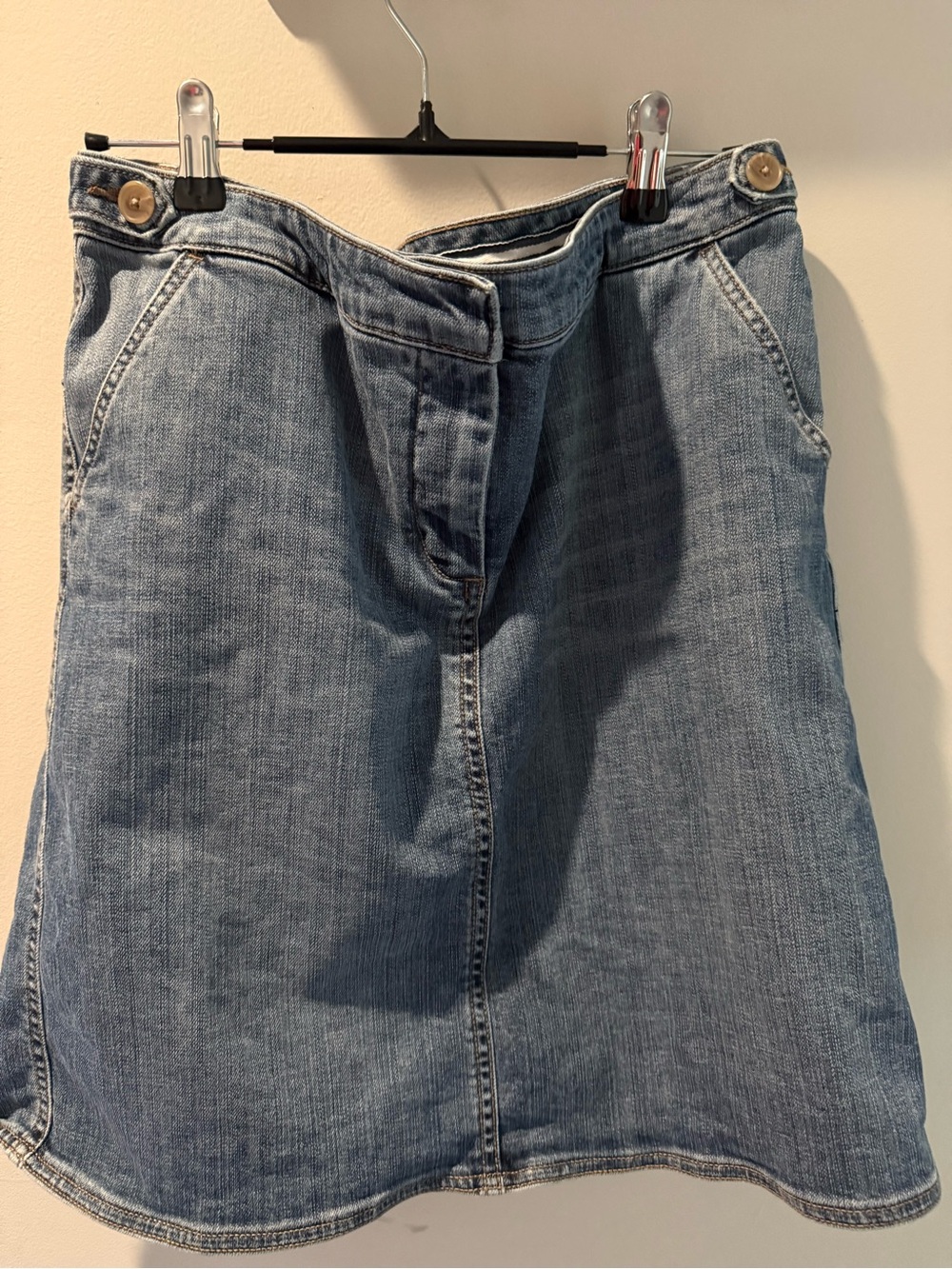 Lands End Women’s Blue Denim Skirt - Classic A-Line
